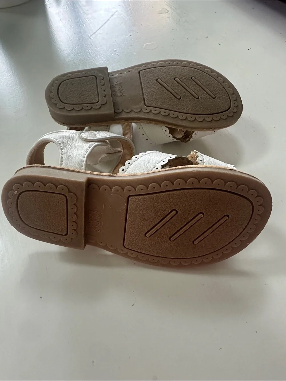 jumping beans Pink and White Scalloped Cross-Strap Sandals